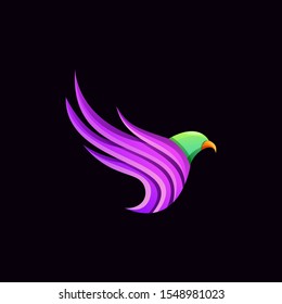 awesome colorful flying eagle logo design