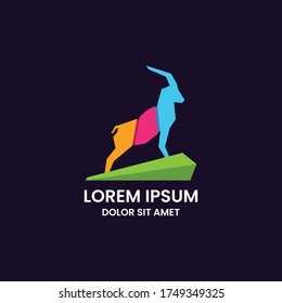 Awesome colorful goat logo icon design template vector illustration