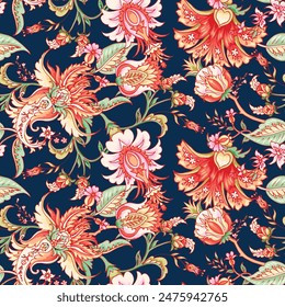 awesome colorful hand drawn brushed colorful floral botanical illustration seamless pattern all over print textile fabric vector artwork