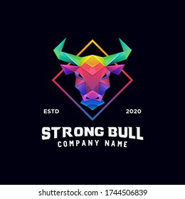 awesome colorful head bull mascot logo illustration vector template