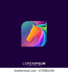 Awesome Colorful Horse Premium Logo