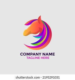 Awesome Colorful Horse Premium Logo