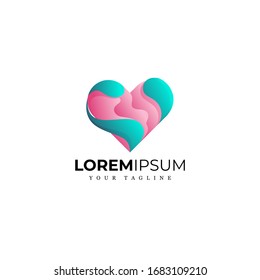 AWESOME COLORFUL LOVE HEART LOGO VECTOR PREMIUM