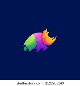Awesome Colorful Rhino Premium Logo Vector Logo