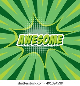 AWESOME, colorful speech bubble and explosions in pop art style. Elements of design comic books.Vector illustration