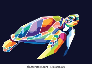 Awesome Colorful Turtle Design Vector