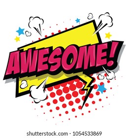 Awesome! Comic Speech Bubble, Cartoon. Art And Illustration Vector File.