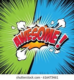 Awesome! Comic Speech Bubble, Cartoon. art and illustration vector file.