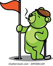 Awesome Cool Bear Golfer Character