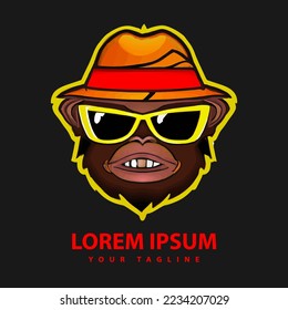 Awesome cool gorilla logo design. Vector illustration.