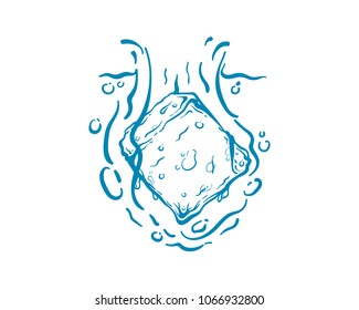 Awesome cool Ice blocks cubes fall drop into water makes bubble water