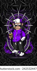 awesome cool monkey illustration for your print project