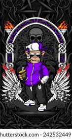 awesome cool monkey illustration for your print project
