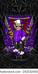 awesome cool monkey illustration for your print project