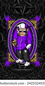 awesome cool monkey illustration for your print project