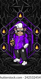 awesome cool monkey illustration for your print project