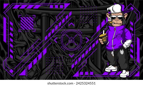 awesome cool monkey illustration for your print project