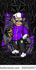 awesome cool monkey illustration for your print project