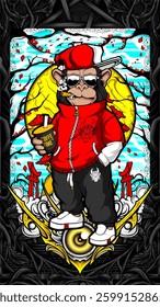 awesome cool monkey illustration for your print project	