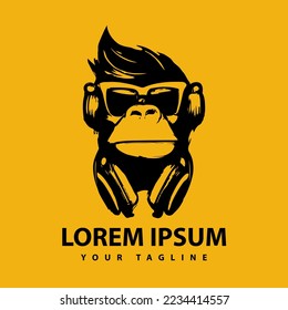 Awesome cool monkey logo design. Vector illustration.