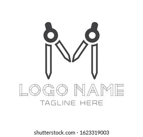 Awesome creative letter M geometric compass logo design idea suitable for print, digital, icon, apps, print t-shirts, and other marketing material purpose 