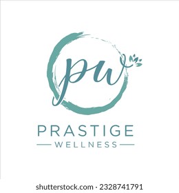 Impresionante letra creativa a la moda WP PW con el logotipo inicial de icono abstracto.