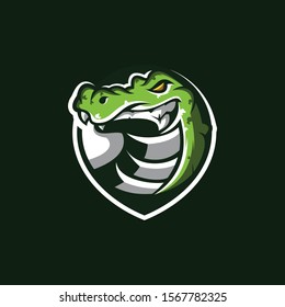 awesome crocodile logo design vector