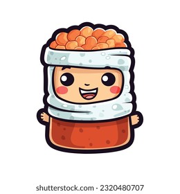 Awesome Cute looking Cake as character flat vector art sticker