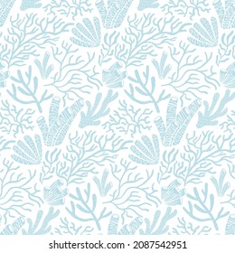 Awesome Cute Vintage Coral Reef Vector Seamless Pattern Design. Great for spring summer, fabric, textile, background, wallpaper, scrap booking, gift wrap, accessories, and clothing.