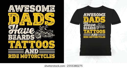 Awesome Dads Have Tattoos And Beards Funny Retro Vintage Beard T-shirt Design