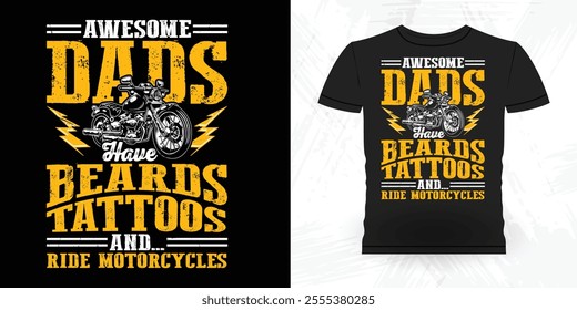 Awesome Dads Have Tattoos And Beards Funny Retro Vintage Beard T-shirt Design