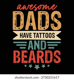 Impresionantes papás tienen tatuajes y barbas CAMISETA de diseño de archivo de Vector