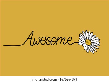 awesome daisy flower doodle vector lettering flower spring