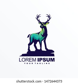 awesome deer gradient logo design