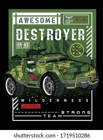 awesome destroy soldier, vector graphic design illustration for t shirt printing