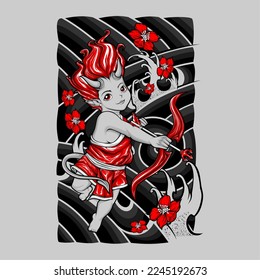 awesome devil cupid illustration for t shirt design