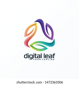 awesome digital leaf logo design