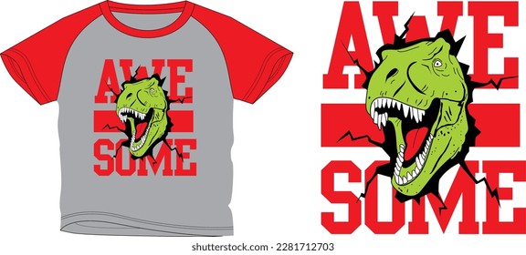 awesome dino graphic design vector