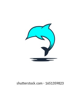 awesome dolphin logo design vector