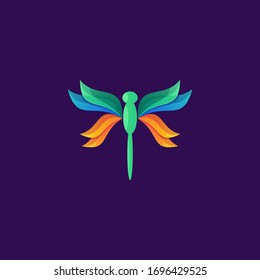 awesome dragonfly gradient logo template