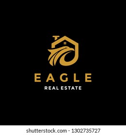 Awesome Eagle With Combination House Abstract Design Vector Logo Contruction