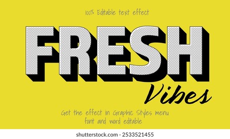 Awesome Editable Retro Bold Text Effect with Halftone and 3D Shadow, Customizable Vector, marketing campaign