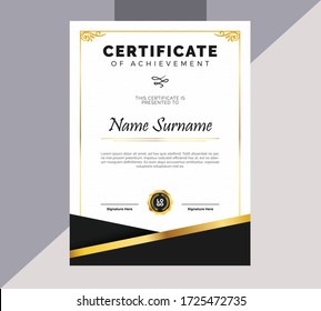 Impresionante y elegante plantilla de apreciación de certificados con marco sutil dorado