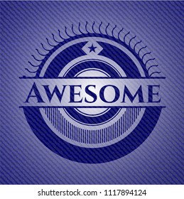 Awesome emblem with denim high quality background