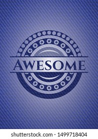 Awesome emblem with jean texture. Vector Illustration. Detailed.