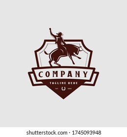 Awesome Emblem Rodeo Cowboy Design Graphic Country Background Vector Logo