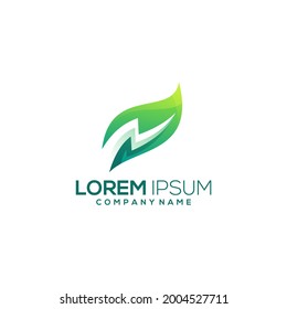 awesome energy leaf logo design vector premium
