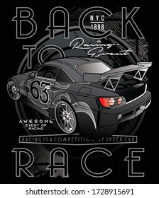 awesome event of racing,vector car typography design illustration for printing