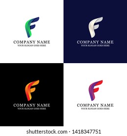 Awesome F Letter Logo Design - Modern Initial Vector for Gradient color
