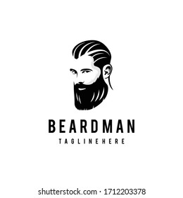 Awesome Face Beard Man Babershop Logotype Design Vector